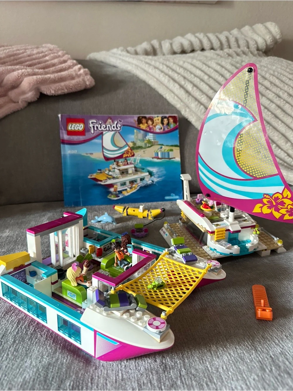 LEGO Friends 41317 Sunshine Catamaran Sailboat Retired Playset with Figures